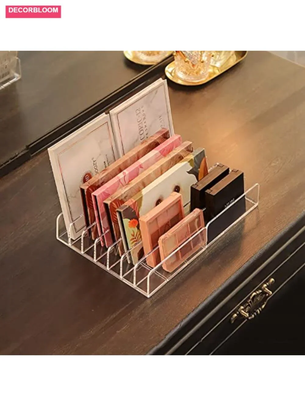 Acrylic 7-Section Divided Makeup Palette Organizer Holder - Clear 2 Pack